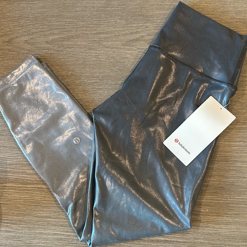 lululemon athletica Shiny Metallic Gray Leggings